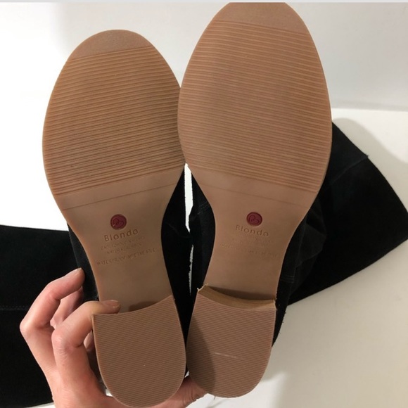 NEW Blondo Leather Suede Tall stacked Heel Boot Black 8.5 - Picture 12 of 16